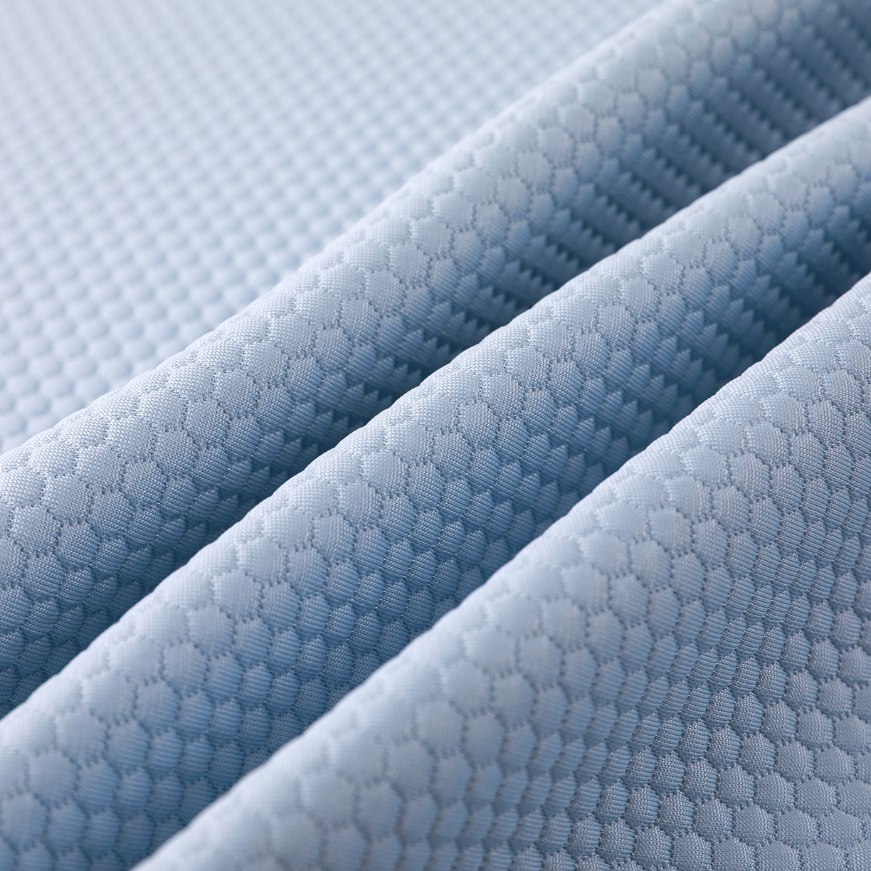 91家纺网 家纺一手货源 找家纺 富馨莱 2026新款PE乙纶高克重冰豆豆席凉感凉席单件平铺款学生宿舍支持一件定制尺寸 冰蓝色