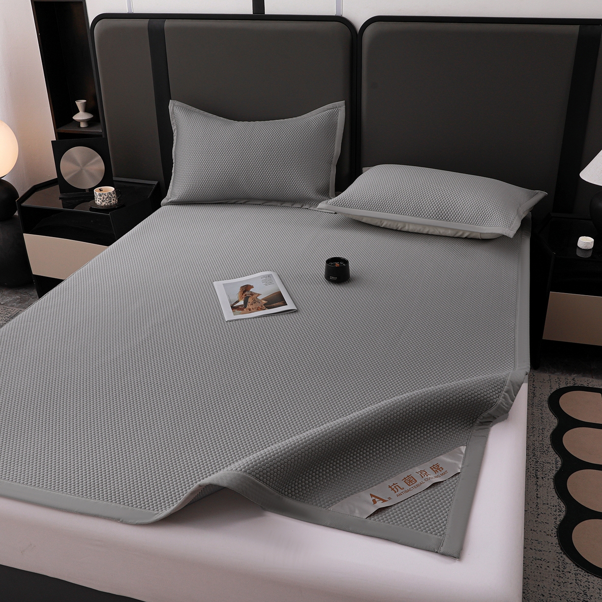 91家纺网 家纺一手货源 找家纺 富馨莱 2026新款PE乙纶高克重冰豆豆席凉感凉席单件平铺款学生宿舍支持一件定制尺寸 冰灰色