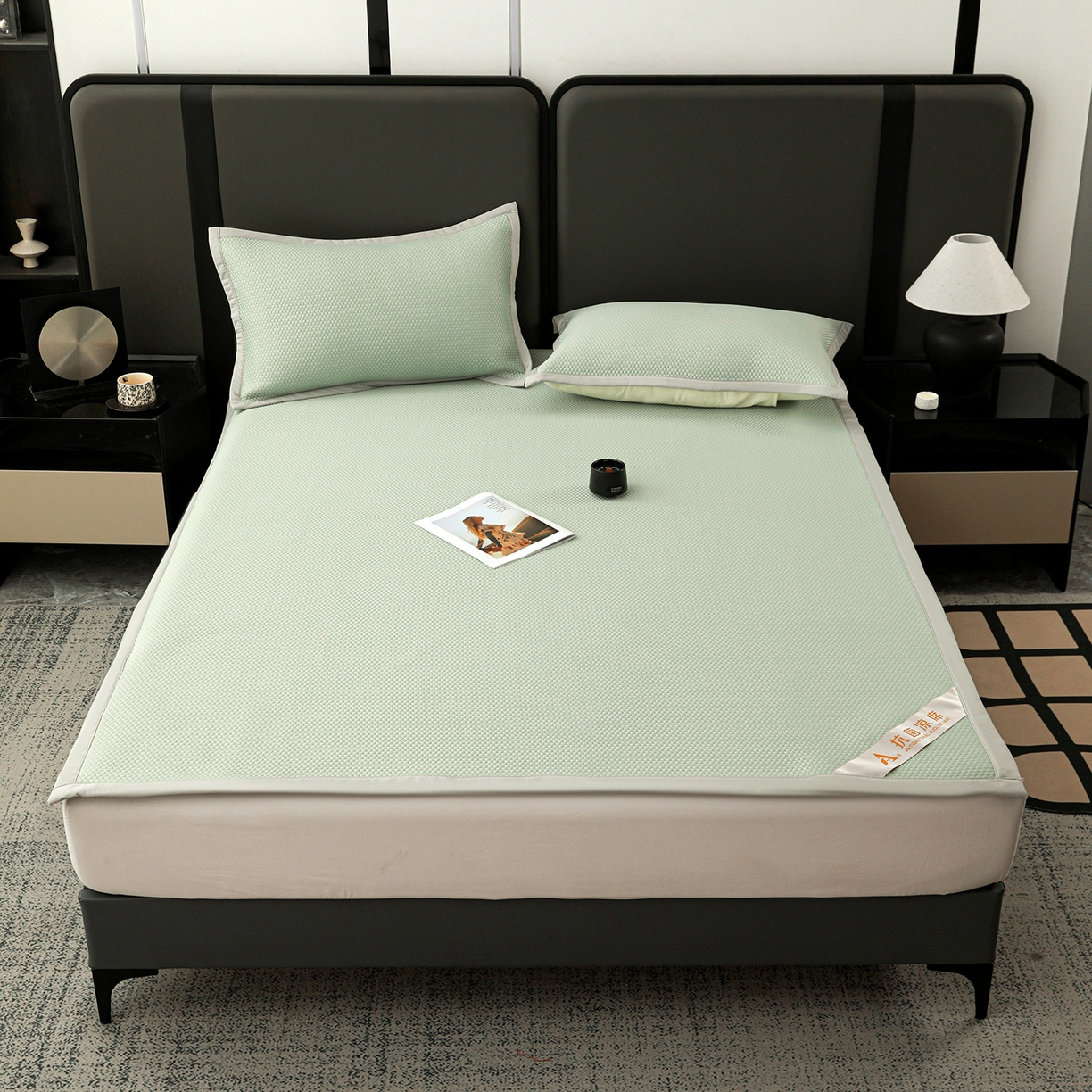 91家纺网 家纺一手货源 找家纺 富馨莱 2026新款PE乙纶高克重冰豆豆席凉感凉席单件平铺款学生宿舍支持一件定制尺寸 冰绿色