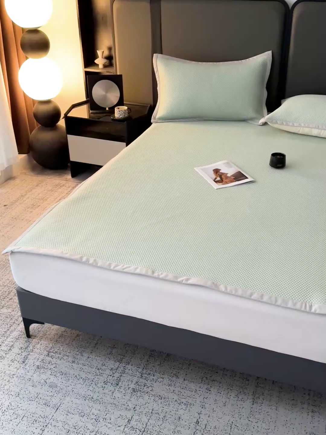 91家纺网 家纺一手货源 找家纺 富馨莱 2026新款PE乙纶高克重冰豆豆席凉感凉席单件平铺款学生宿舍支持一件定制尺寸 冰绿色