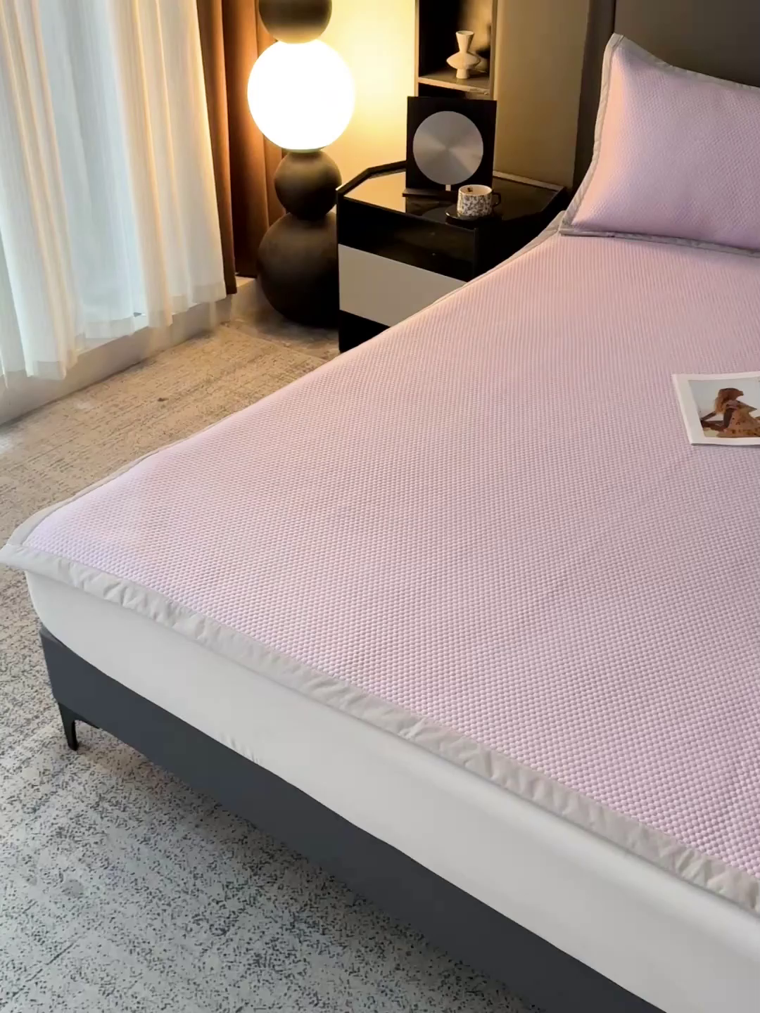 91家纺网 家纺一手货源 找家纺 富馨莱 2026新款PE乙纶高克重冰豆豆席凉感凉席单件平铺款学生宿舍支持一件定制尺寸 冰紫色