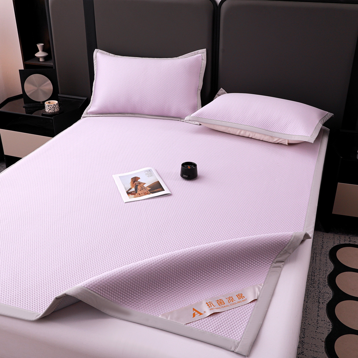 91家纺网 家纺一手货源 找家纺 富馨莱 2026新款PE乙纶高克重冰豆豆席凉感凉席单件平铺款学生宿舍支持一件定制尺寸 冰紫色