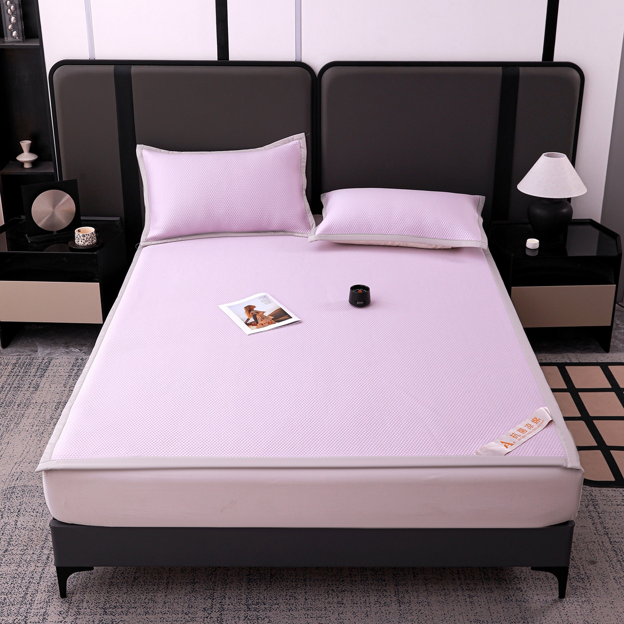 91家纺网 家纺一手货源 找家纺 富馨莱 2026新款PE乙纶高克重冰豆豆席凉感凉席单件平铺款学生宿舍支持一件定制尺寸 冰紫色