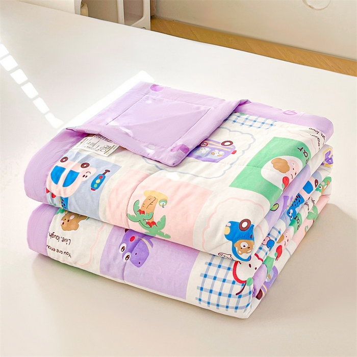 91家纺网 家纺一手货源 找家纺 米萝家居 2026新款全棉夏凉被纯棉空调被印花夏被【风格二】 快乐时光