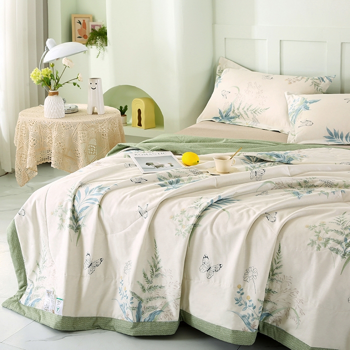 91家纺网 家纺一手货源 找家纺 米萝家居 2026新款全棉夏凉被纯棉空调被印花夏被【风格二】 浅花悠悠