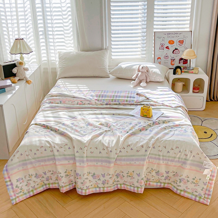 91家纺网 家纺一手货源 找家纺 米萝家居 2026新款全棉夏凉被纯棉空调被印花夏被【风格二】 梦入芬芳