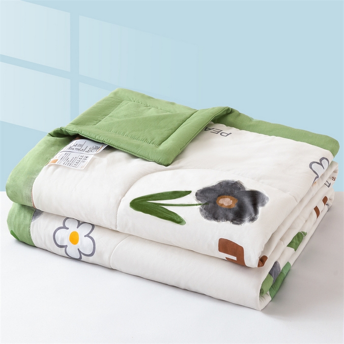 91家纺网 家纺一手货源 找家纺 米萝家居 2026新款全棉夏凉被纯棉空调被印花夏被【风格二】 绿蔓