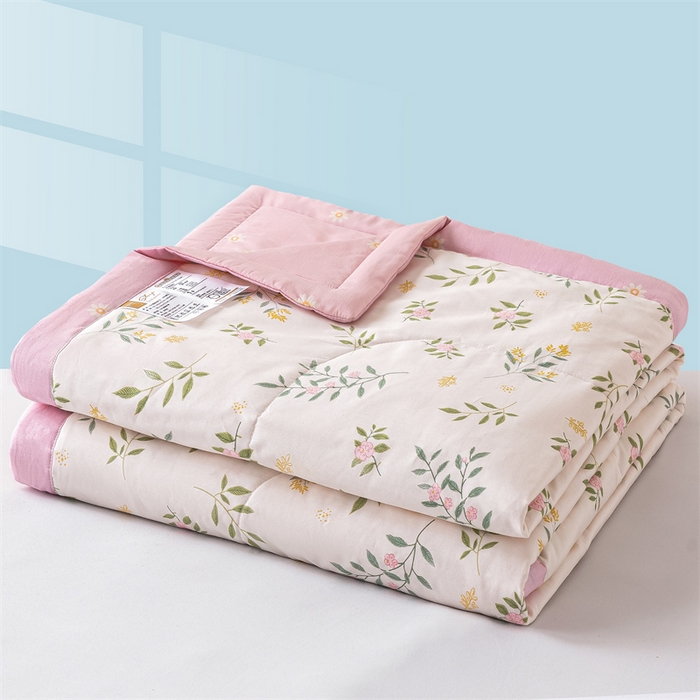 91家纺网 家纺一手货源 找家纺 米萝家居 2026新款全棉夏凉被纯棉空调被印花夏被【风格二】 碧叶粉黛