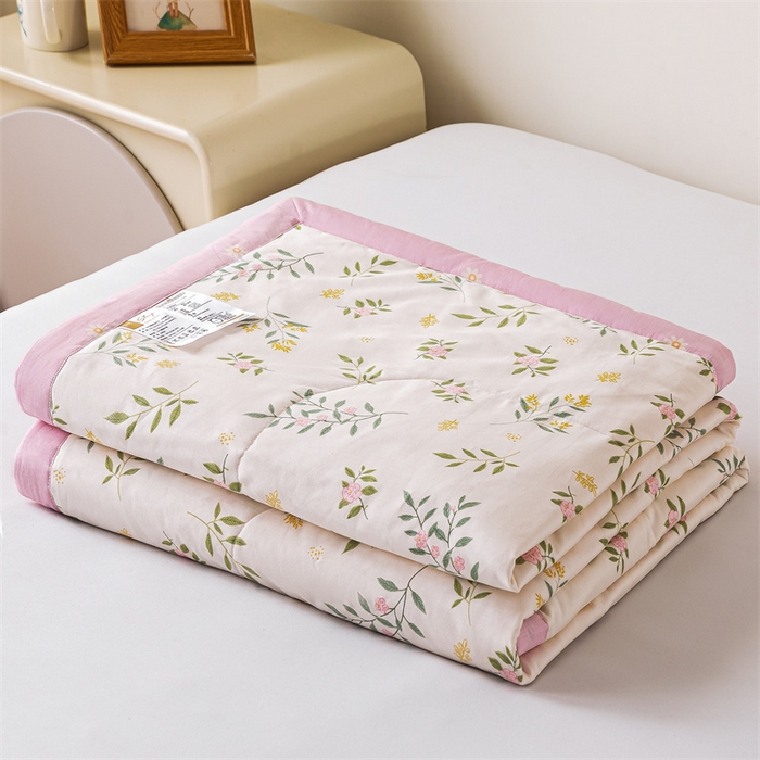 91家纺网 家纺一手货源 找家纺 米萝家居 2026新款全棉夏凉被纯棉空调被印花夏被【风格二】 碧叶粉黛