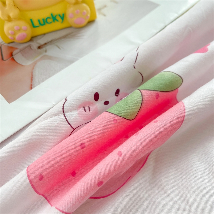 91家纺网 家纺一手货源 找家纺 米萝家居 2026新款全棉夏凉被纯棉空调被印花夏被【风格二】 草莓粉兔