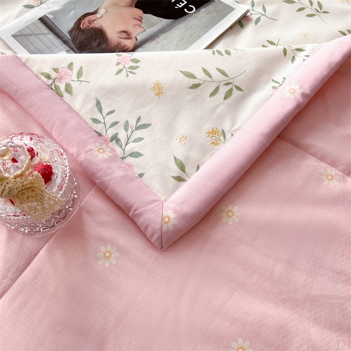 91家纺网 家纺一手货源 找家纺 米萝家居 2026新款全棉夏凉被纯棉空调被印花夏被【风格二】 碧叶粉黛