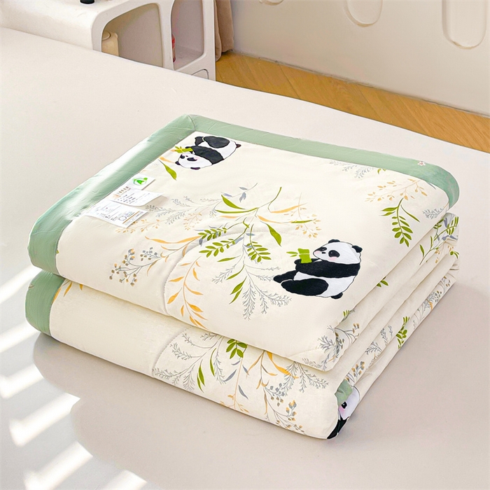 91家纺网 家纺一手货源 找家纺 米萝家居 2026新款全棉夏凉被纯棉空调被印花夏被【风格二】 可爱熊猫