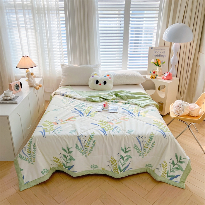 91家纺网 家纺一手货源 找家纺 米萝家居 2026新款全棉夏凉被纯棉空调被印花夏被【风格二】 叶语菲菲