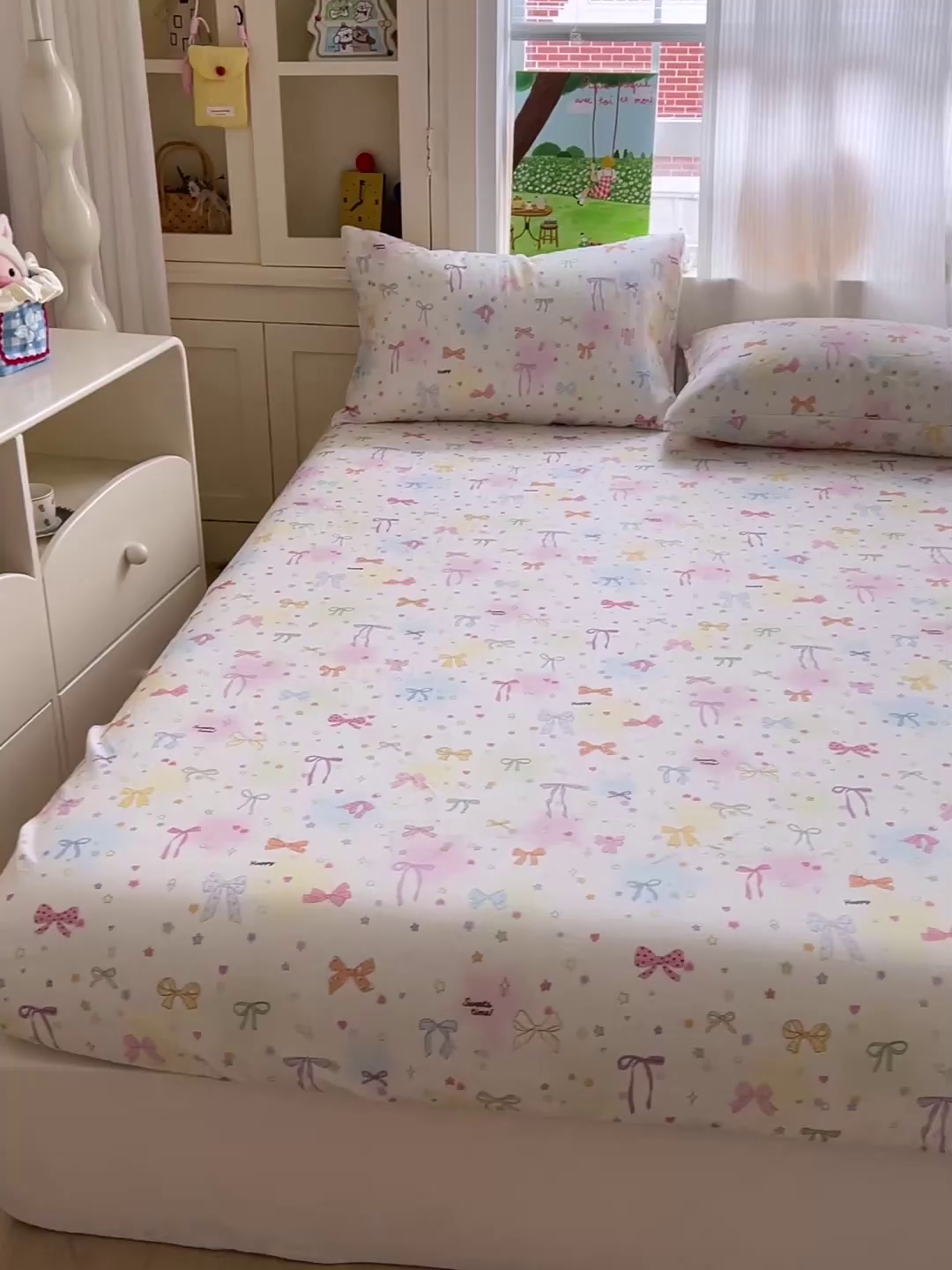 91家纺网 家纺一手货源 找家纺 名兮家居 2026新款全棉纯棉A类卡通时尚风双层纱床笠单品床笠床笠单件 双层纱-碎星蝶舞