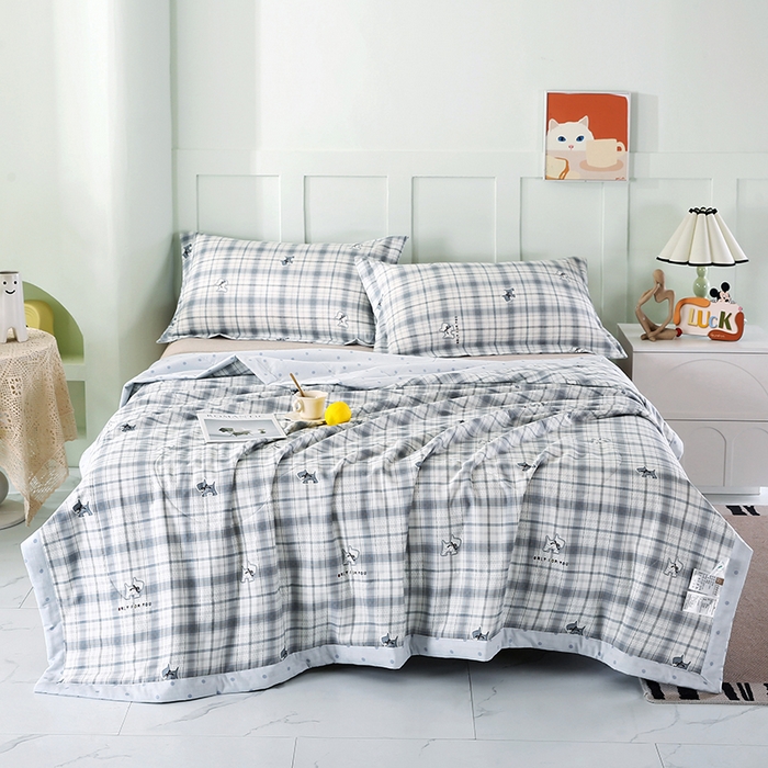 91家纺网 家纺一手货源 找家纺 米萝家居 2026新款全棉夏凉被纯棉空调被印花夏被【风格二】 超能小柴-灰