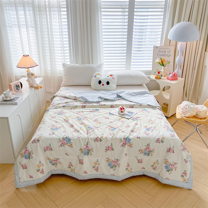 91家纺网 家纺一手货源 找家纺 米萝家居 2026新款全棉夏凉被纯棉空调被印花夏被【风格二】 花间集-米