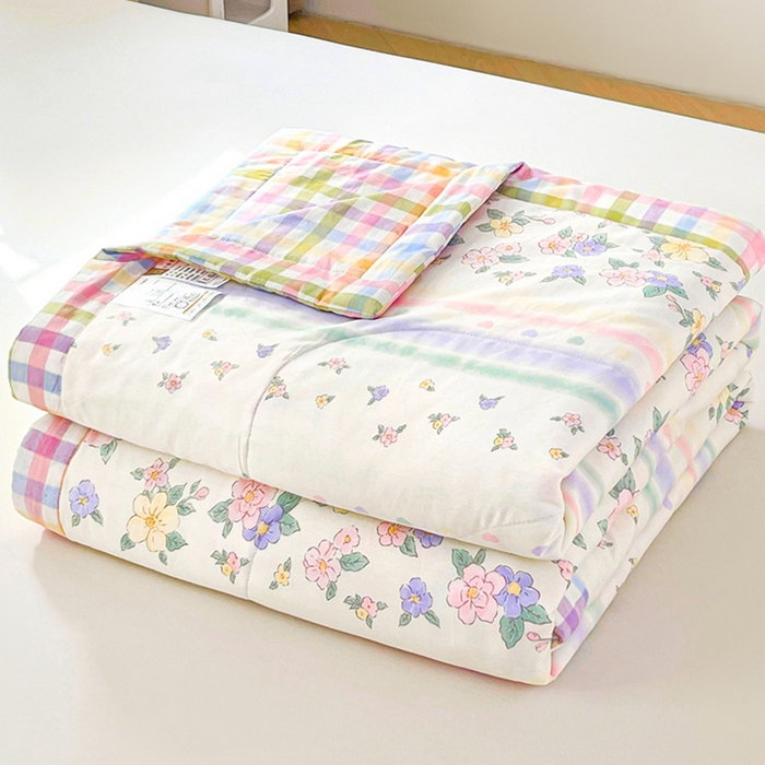 91家纺网 家纺一手货源 找家纺 米萝家居 2026新款全棉夏凉被纯棉空调被印花夏被【风格二】 梦入芬芳