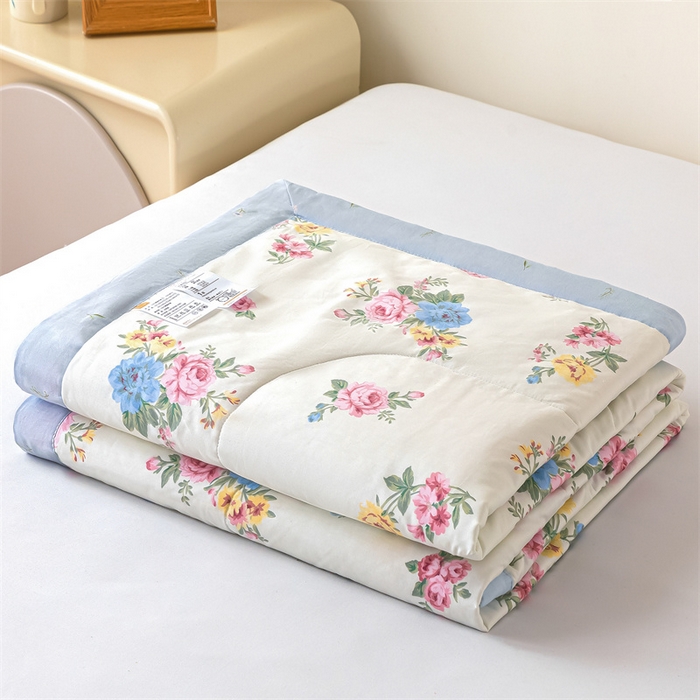 91家纺网 家纺一手货源 找家纺 米萝家居 2026新款全棉夏凉被纯棉空调被印花夏被【风格二】 花间集-米