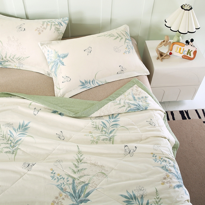 91家纺网 家纺一手货源 找家纺 米萝家居 2026新款全棉夏凉被纯棉空调被印花夏被【风格二】 浅花悠悠