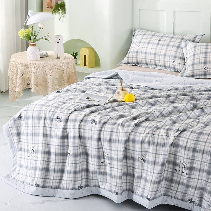 91家纺网 家纺一手货源 找家纺 米萝家居 2026新款全棉夏凉被纯棉空调被印花夏被【风格二】 超能小柴-灰