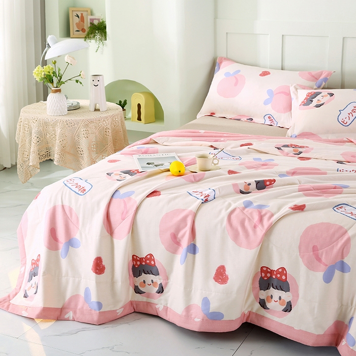 91家纺网 家纺一手货源 找家纺 米萝家居 2026新款全棉夏凉被纯棉空调被印花夏被【风格二】 白桃公主