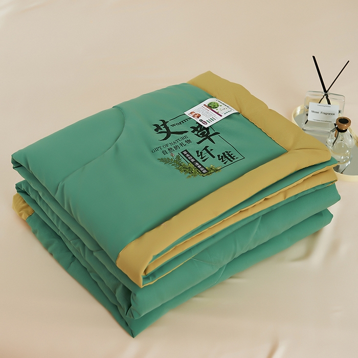 91家纺网 家纺一手货源 找家纺 憨豆家纺 2026新款艾草夏被空调被薄被子艾草驱蚊夏凉被礼品被子 橄榄绿