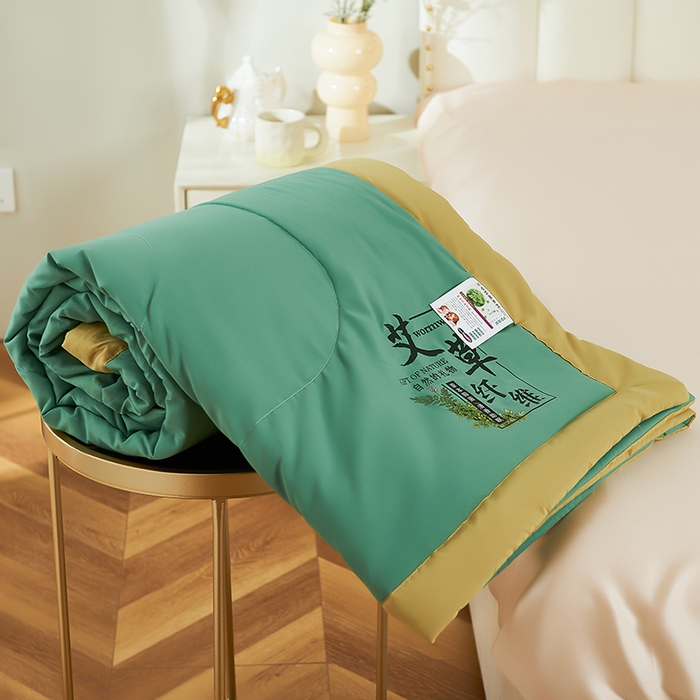 91家纺网 家纺一手货源 找家纺 憨豆家纺 2026新款艾草夏被空调被薄被子艾草驱蚊夏凉被礼品被子 橄榄绿