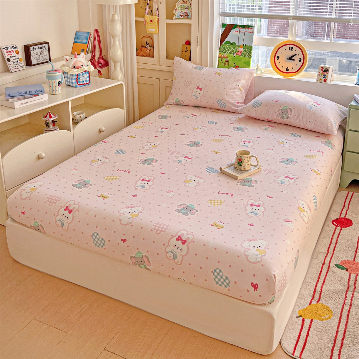 91家纺网 家纺一手货源 找家纺 名兮家居 2026新款全棉纯棉A类卡通时尚风双层纱床笠单品床笠床笠单件 双层纱-童梦缘