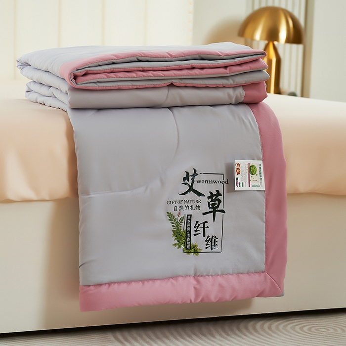 91家纺网 家纺一手货源 找家纺 憨豆家纺 2026新款艾草夏被空调被薄被子艾草驱蚊夏凉被礼品被子 高级灰