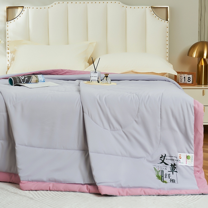 91家纺网 家纺一手货源 找家纺 憨豆家纺 2026新款艾草夏被空调被薄被子艾草驱蚊夏凉被礼品被子 高级灰