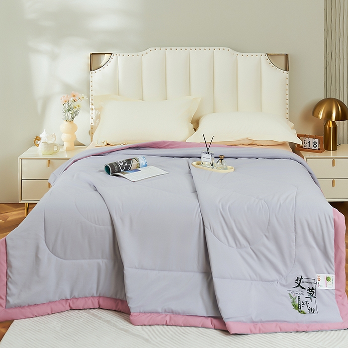 91家纺网 家纺一手货源 找家纺 憨豆家纺 2026新款艾草夏被空调被薄被子艾草驱蚊夏凉被礼品被子 高级灰