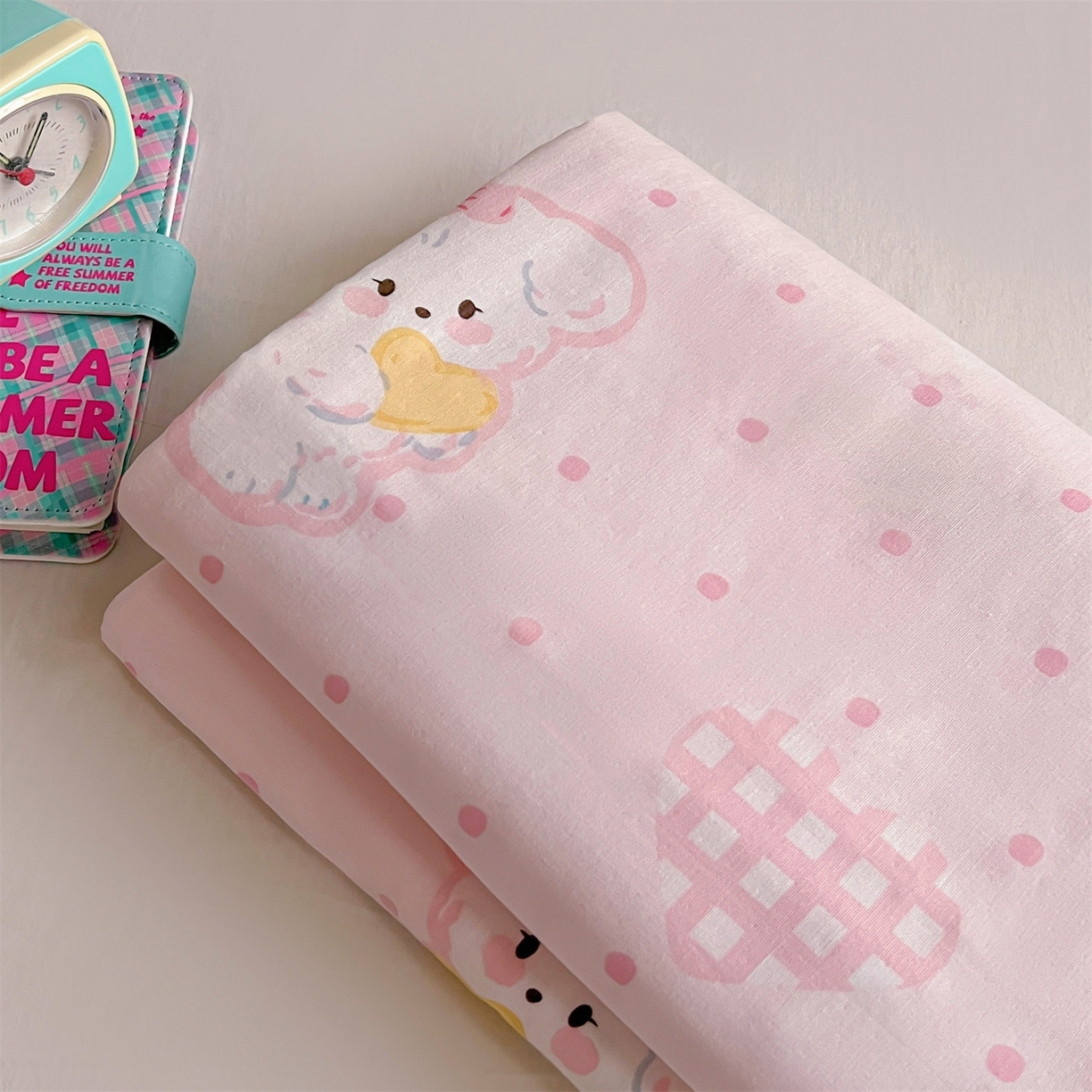 91家纺网 家纺一手货源 找家纺 名兮家居 2026新款全棉纯棉A类卡通时尚风双层纱床笠单品床笠床笠单件 双层纱-童梦缘