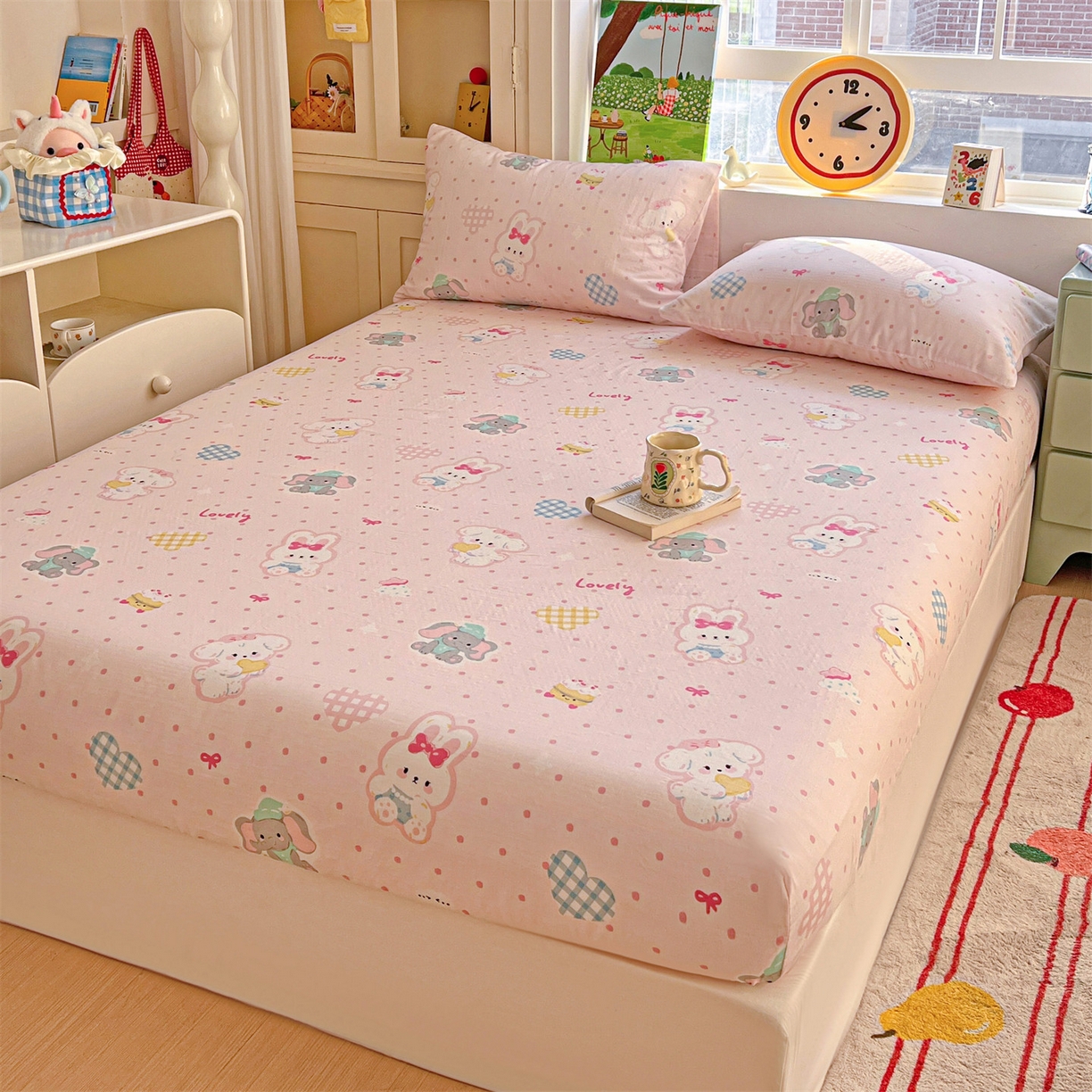 91家纺网 家纺一手货源 找家纺 名兮家居 2026新款全棉纯棉A类卡通时尚风双层纱床笠单品床笠床笠单件 双层纱-童梦缘