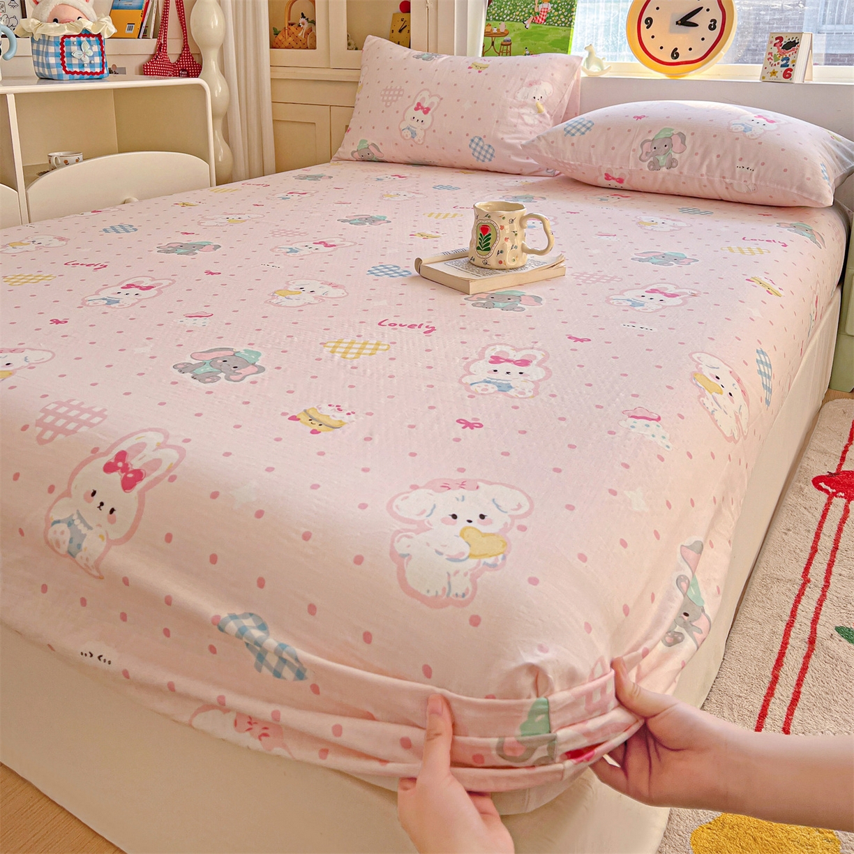 91家纺网 家纺一手货源 找家纺 名兮家居 2026新款全棉纯棉A类卡通时尚风双层纱床笠单品床笠床笠单件 双层纱-童梦缘