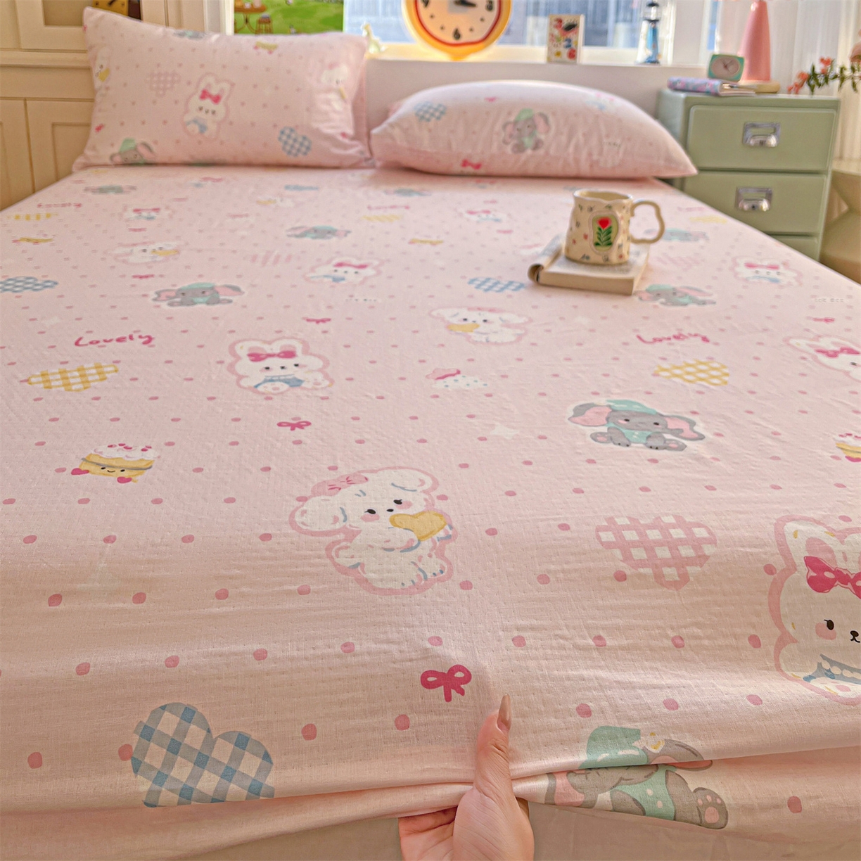 91家纺网 家纺一手货源 找家纺 名兮家居 2026新款全棉纯棉A类卡通时尚风双层纱床笠单品床笠床笠单件 双层纱-童梦缘