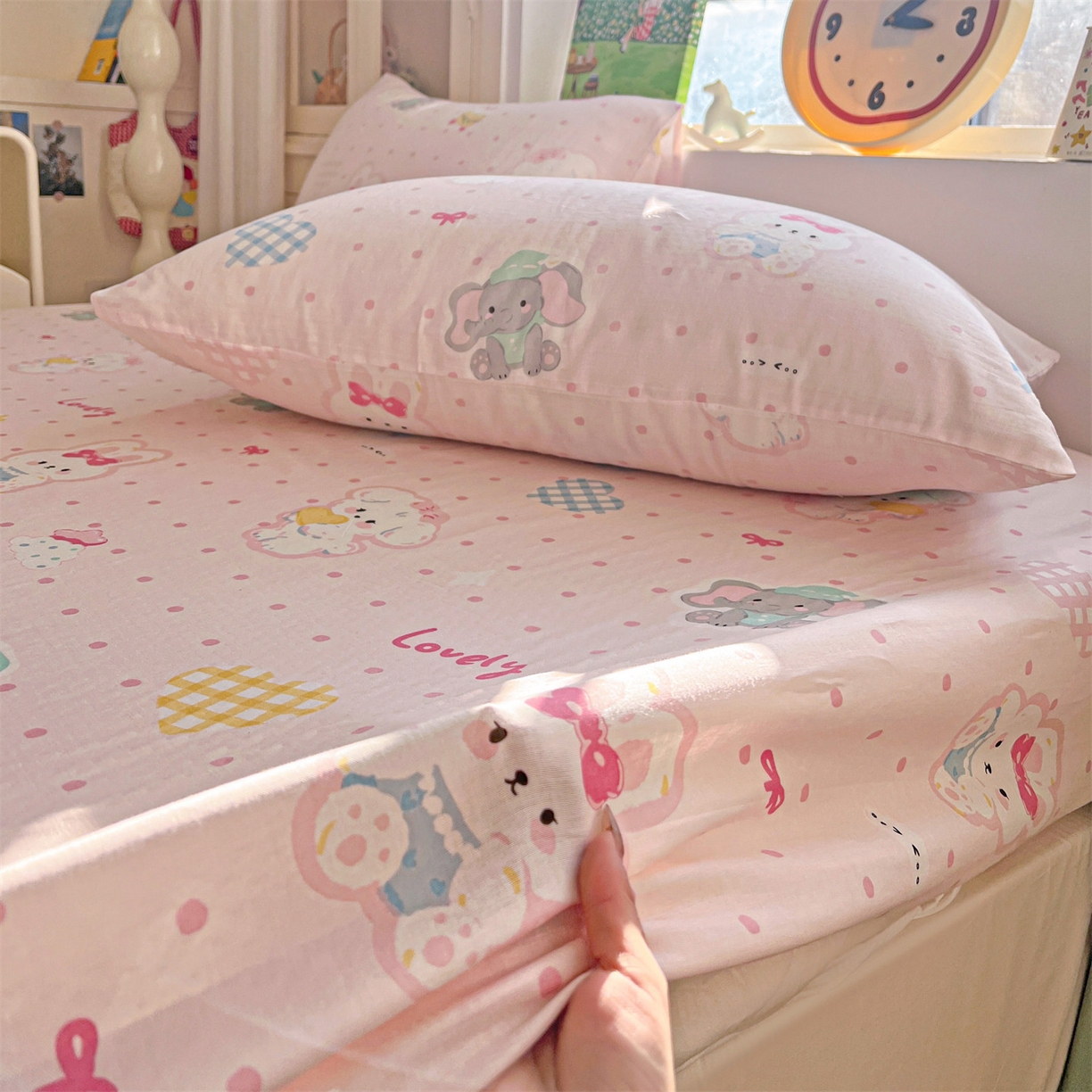 91家纺网 家纺一手货源 找家纺 名兮家居 2026新款全棉纯棉A类卡通时尚风双层纱床笠单品床笠床笠单件 双层纱-童梦缘