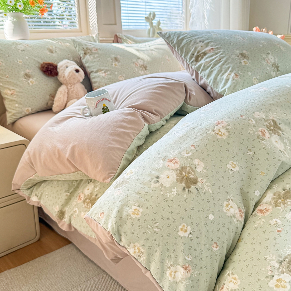 91家纺网 家纺一手货源 找家纺 （总）铭浩家纺 2026春夏新款A类古法水洗云朵四件套