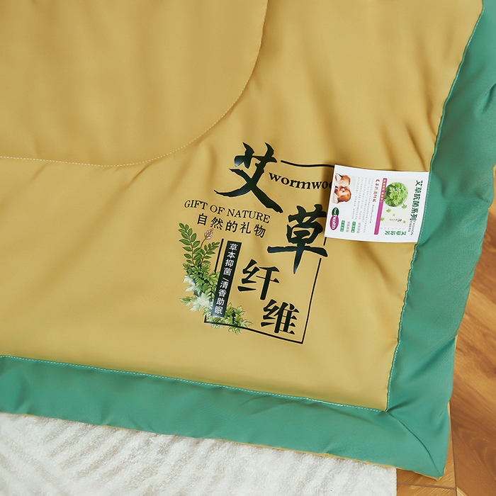 91家纺网 家纺一手货源 找家纺 憨豆家纺 2026新款艾草夏被空调被薄被子艾草驱蚊夏凉被礼品被子 和田黄