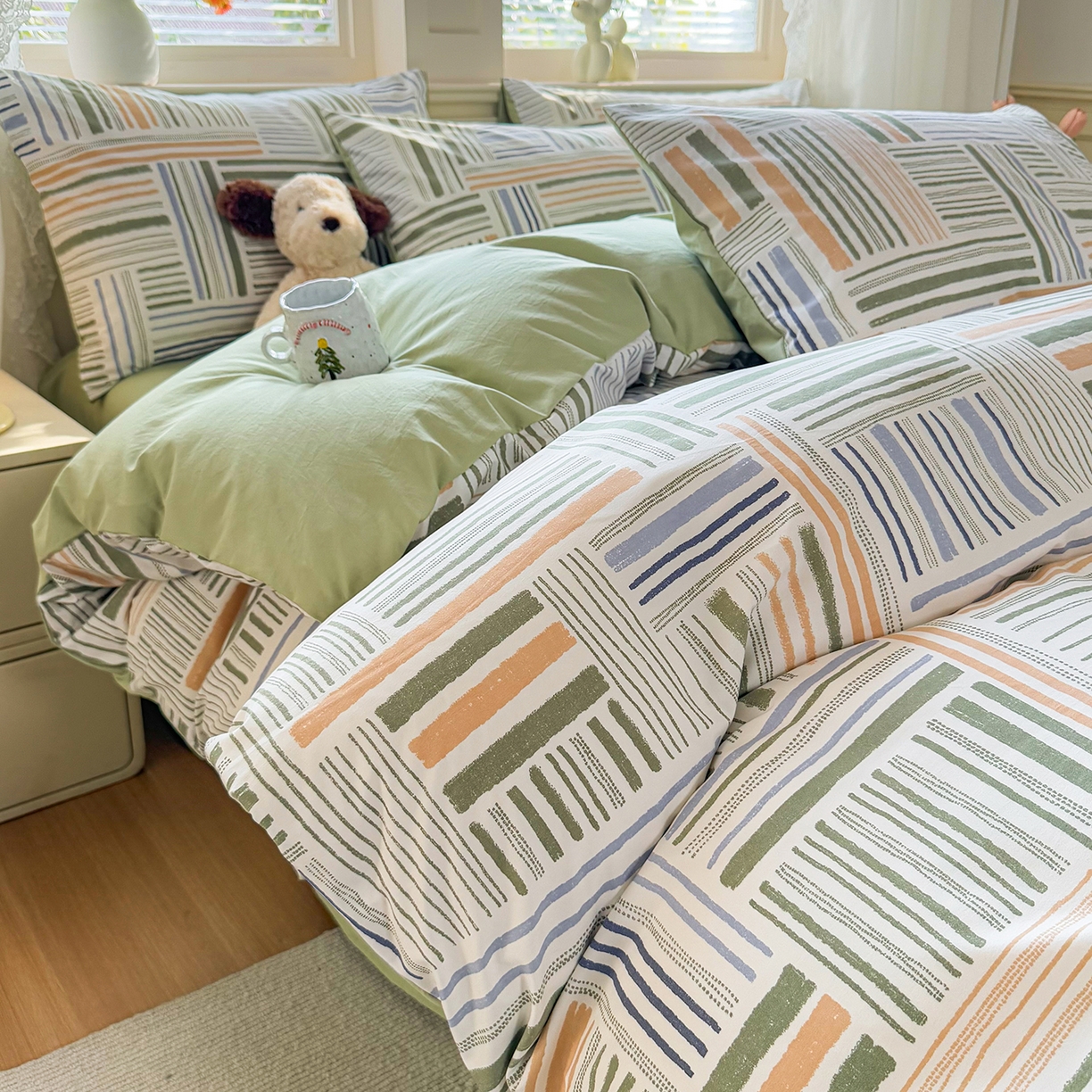 91家纺网 家纺一手货源 找家纺 （总）铭浩家纺 2026春夏新款A类古法水洗云朵四件套