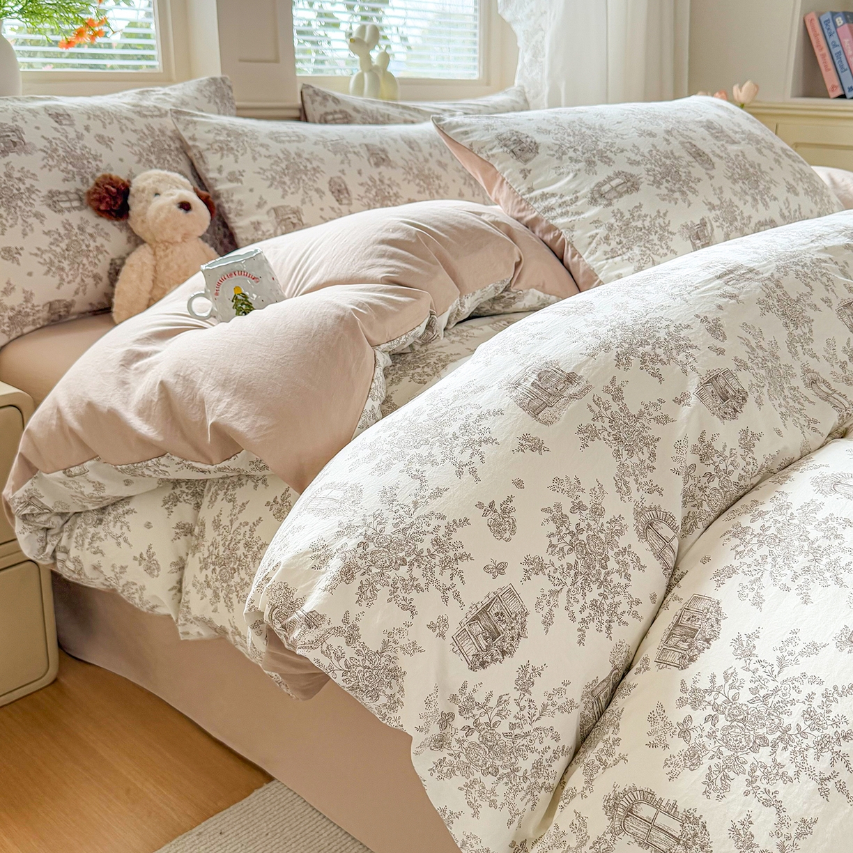 91家纺网 家纺一手货源 找家纺 （总）铭浩家纺 2026春夏新款A类古法水洗云朵四件套