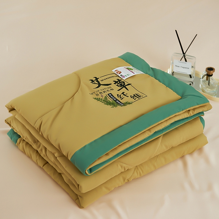 91家纺网 家纺一手货源 找家纺 憨豆家纺 2026新款艾草夏被空调被薄被子艾草驱蚊夏凉被礼品被子 和田黄