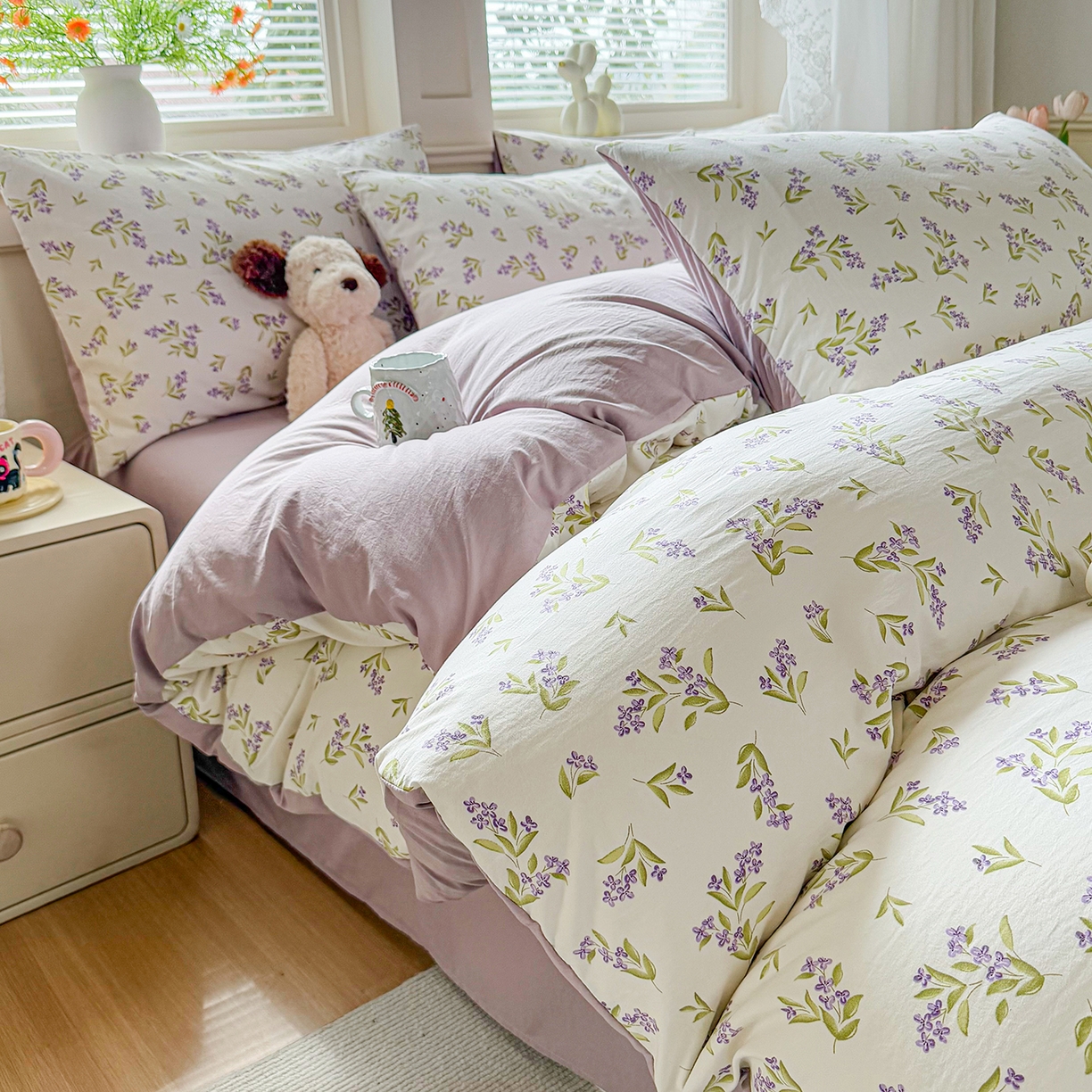 91家纺网 家纺一手货源 找家纺 （总）铭浩家纺 2026春夏新款A类古法水洗云朵四件套