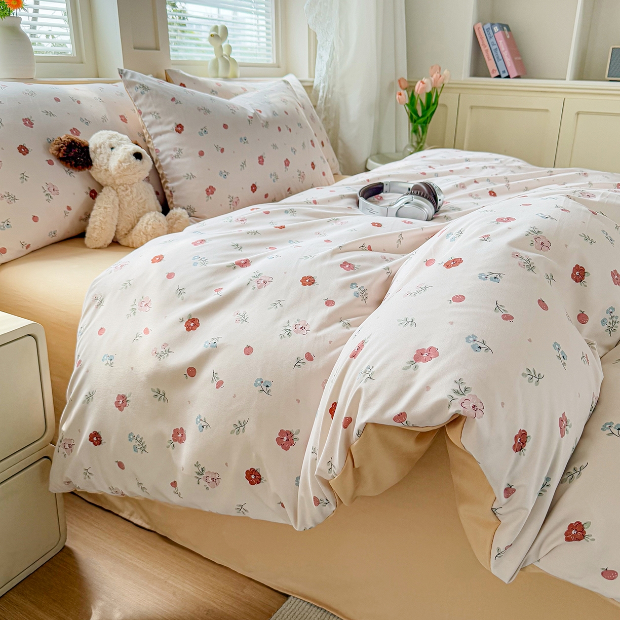 91家纺网 家纺一手货源 找家纺 铭浩家纺 2026春夏新款A类古法水洗云朵四件套 春日梦境