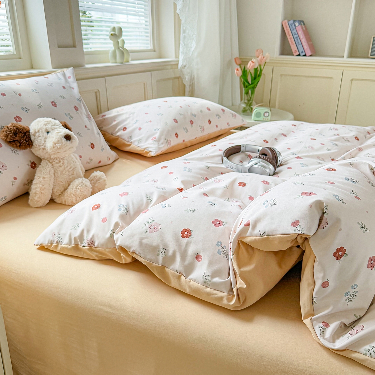 91家纺网 家纺一手货源 找家纺 铭浩家纺 2026春夏新款A类古法水洗云朵四件套 春日梦境