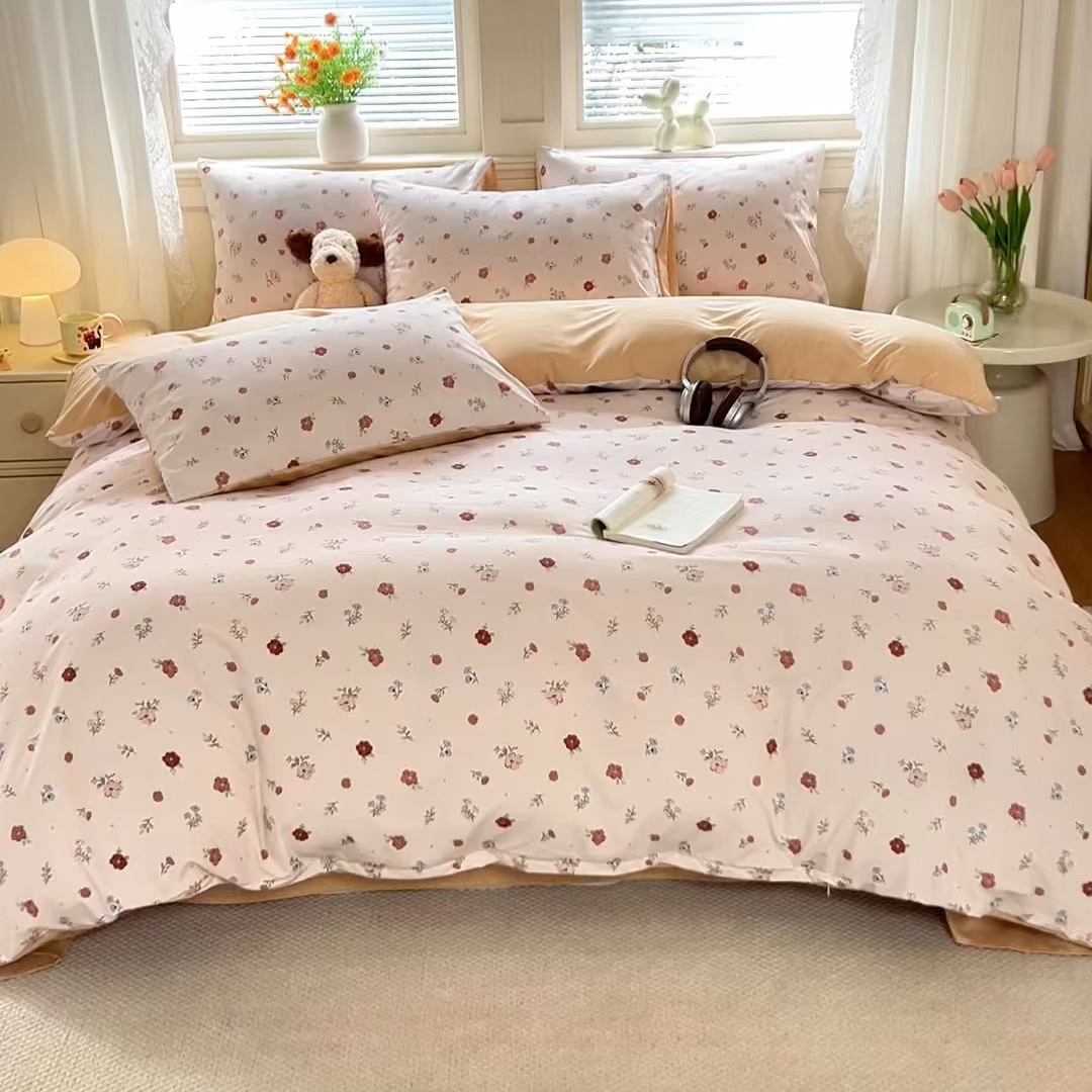 91家纺网 家纺一手货源 找家纺 铭浩家纺 2026春夏新款A类古法水洗云朵四件套 春日梦境