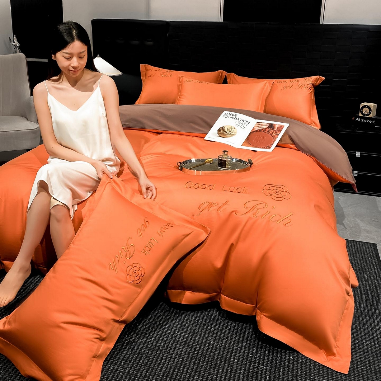 91家纺网 家纺一手货源 找家纺 （总）润锦云 2026新款100s全棉长绒棉纯棉刺绣四件套-如愿