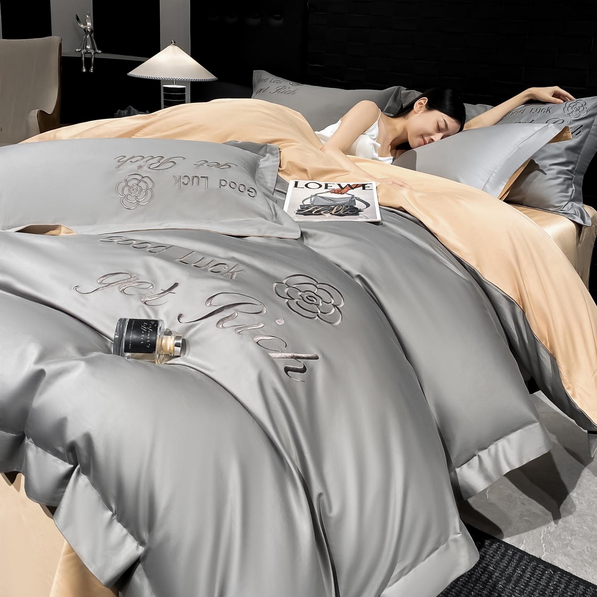 91家纺网 家纺一手货源 找家纺 （总）润锦云 2026新款100s全棉长绒棉纯棉刺绣四件套-如愿