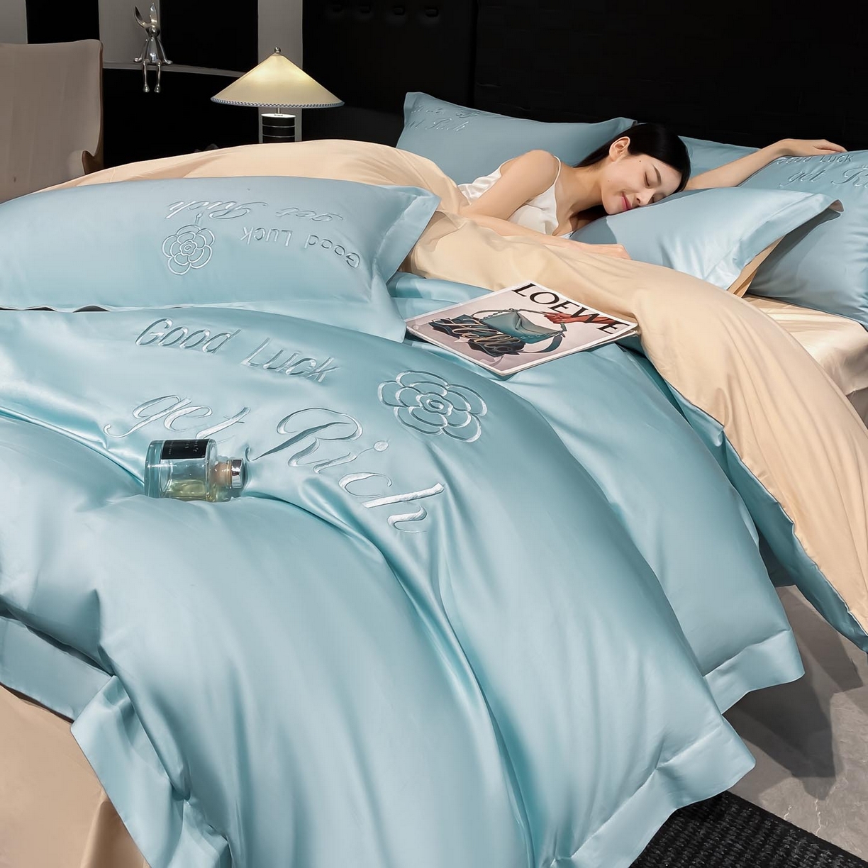 91家纺网 家纺一手货源 找家纺 （总）润锦云 2026新款100s全棉长绒棉纯棉刺绣四件套-如愿