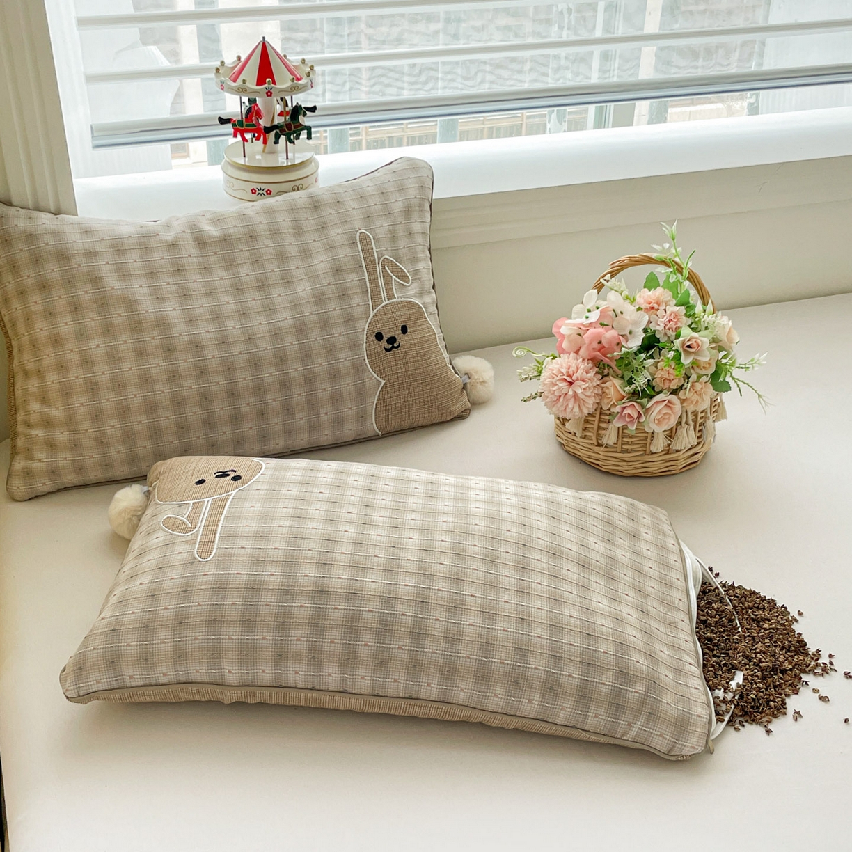 91家纺网 家纺一手货源 找家纺 （总）梦叶草 2026新款全棉毛球兔荞麦枕枕头枕芯