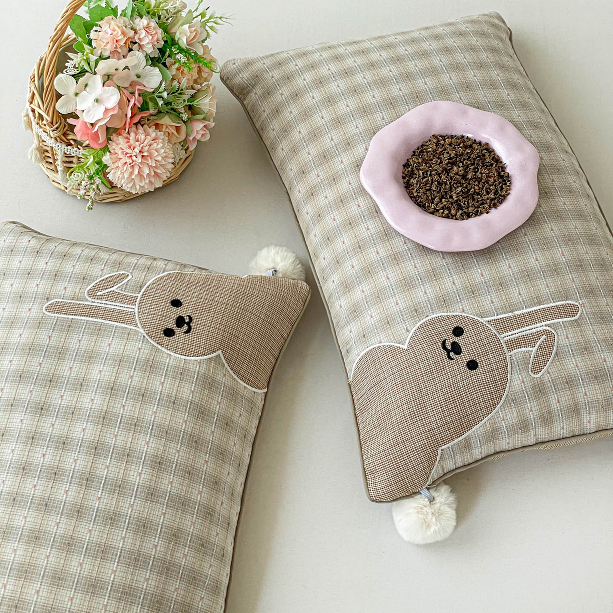 91家纺网 家纺一手货源 找家纺 （总）梦叶草 2026新款全棉毛球兔荞麦枕枕头枕芯